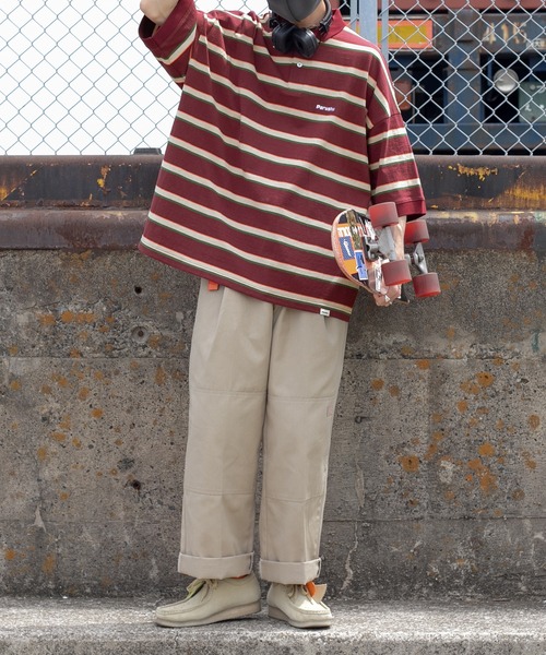 Perushu（ペルーシュ）の「レトロボーダーポロシャツ（ポロシャツ・メンズ・ライトブルー/オレンジ/ボルドー・MEDIUM/LARGE）」の17枚目の写真