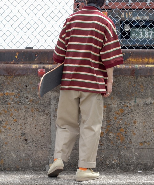 Perushu（ペルーシュ）の「レトロボーダーポロシャツ（ポロシャツ・メンズ・ライトブルー/オレンジ/ボルドー・MEDIUM/LARGE）」の19枚目の写真