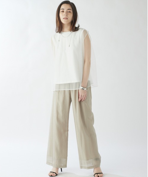 DRWCYS（ドロシーズ）の「チュールレイヤードトップス（Tシャツ/カットソー・レディース・ブラック/オフホワイト・FREE）」の4枚目の写真