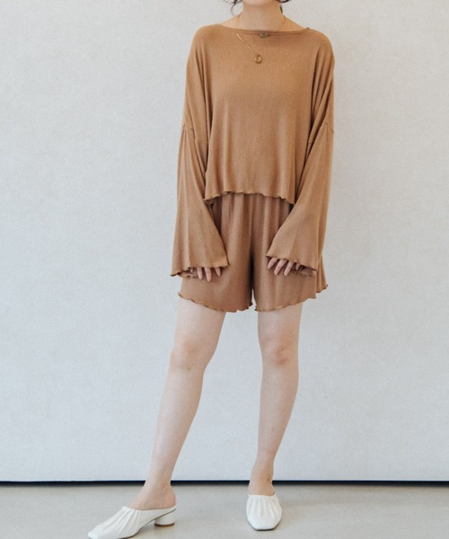 ACCL（エーシーシーエル）の「ヘブンリーウェアトップス（Tシャツ/カットソー・レディース・アイボリー/ブラウン・FREE）」の8枚目の写真