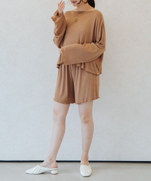 ACCL（エーシーシーエル）の「ヘブンリーウェアトップス（Tシャツ/カットソー・レディース・アイボリー/ブラウン・FREE）」の9枚目の写真