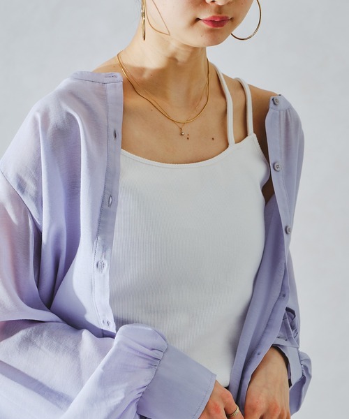 acro（アクロ）の「カップ付きスラントストラップキャミソール/AC1044（キャミソール・レディース・ホワイト/ブラック/パープル・ﾌﾘ-）」の9枚目の写真