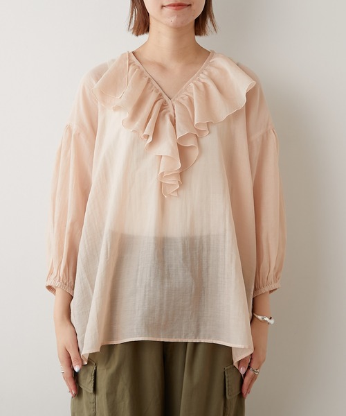 CIAOPANIC TYPY(チャオパニックティピー)の「【ZOZOTOWN限定】フリルシアーブラウス(シャツ/ブラウス・レディース・ブラック/ホワイト/グリーン/ピンク・ONE SIZE)」の18枚目の写真