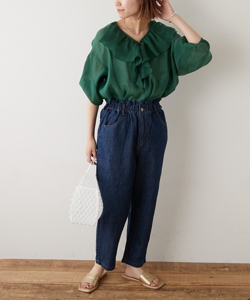 CIAOPANIC TYPY(チャオパニックティピー)の「【ZOZOTOWN限定】フリルシアーブラウス(シャツ/ブラウス・レディース・ブラック/ホワイト/グリーン/ピンク・ONE SIZE)」の12枚目の写真