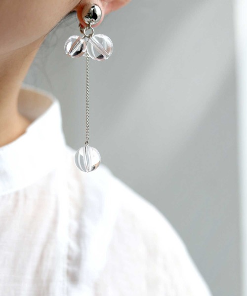 antiqua（アンティカ）の「クリアボールアシメイヤリング（イヤリング・レディース・シルバー/ゴールド・FREE）」の2枚目の写真