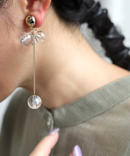 antiqua（アンティカ）の「クリアボールアシメイヤリング（イヤリング・レディース・シルバー/ゴールド・FREE）」の5枚目の写真