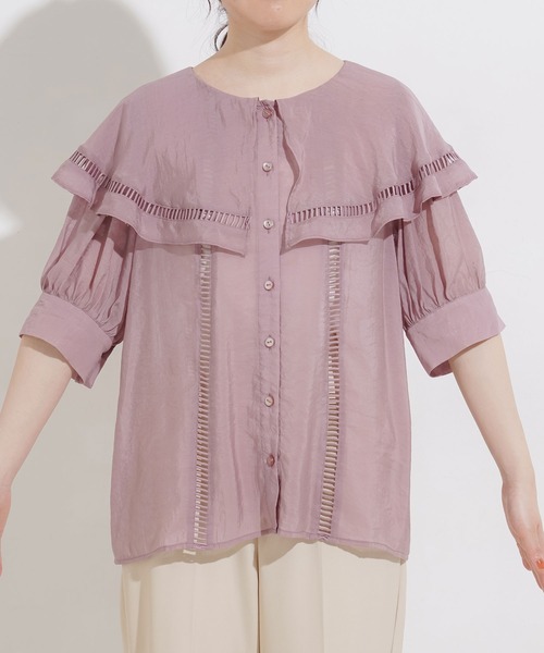 Newlyme（ニューリーミー）の「レースビッグ衿ブラウス（シャツ/ブラウス・レディース・ホワイト/ブラック/ラベンダー/キナリ・MEDIUM/LARGE）」の13枚目の写真