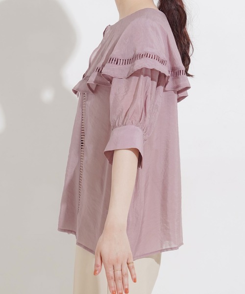 Newlyme（ニューリーミー）の「レースビッグ衿ブラウス（シャツ/ブラウス・レディース・ホワイト/ブラック/ラベンダー/キナリ・MEDIUM/LARGE）」の15枚目の写真