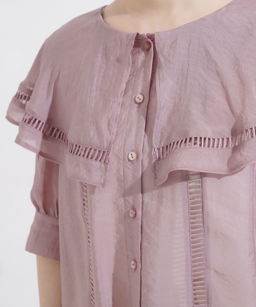 Newlyme（ニューリーミー）の「レースビッグ衿ブラウス（シャツ/ブラウス・レディース・ホワイト/ブラック/ラベンダー/キナリ・MEDIUM/LARGE）」の16枚目の写真