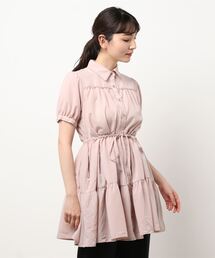 axes femme POETIQUE | ティアード半袖シャツチュニ(チュニック)