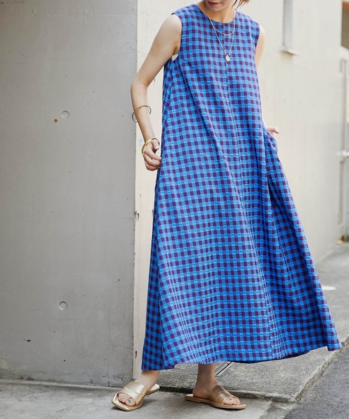 CIAOPANIC TYPY(チャオパニックティピー)の「ギンガムAラインワンピース(ワンピース・レディース・ブルー/グリーン・ONE SIZE)」の11枚目の写真