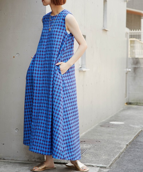 CIAOPANIC TYPY(チャオパニックティピー)の「ギンガムAラインワンピース(ワンピース・レディース・ブルー/グリーン・ONE SIZE)」の13枚目の写真