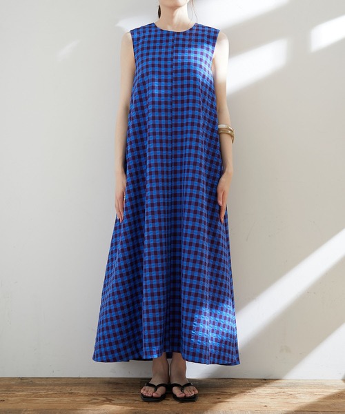 CIAOPANIC TYPY(チャオパニックティピー)の「ギンガムAラインワンピース(ワンピース・レディース・ブルー/グリーン・ONE SIZE)」の4枚目の写真