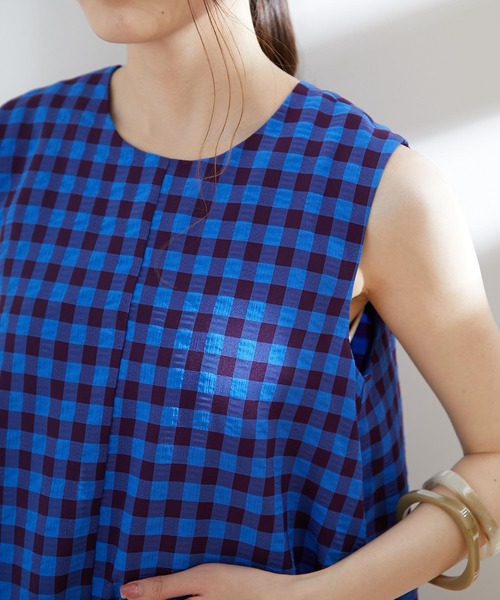 CIAOPANIC TYPY(チャオパニックティピー)の「ギンガムAラインワンピース(ワンピース・レディース・ブルー/グリーン・ONE SIZE)」の14枚目の写真