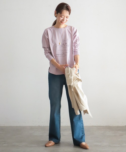 NOMBRE IMPAIR（ノンブルアンペール）の「CAT PT ロンTEE（Tシャツ/カットソー・レディース・ホワイト/パープル/ブラウン・FREE）」の4枚目の写真