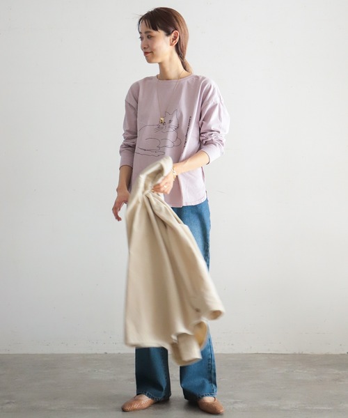 NOMBRE IMPAIR（ノンブルアンペール）の「CAT PT ロンTEE（Tシャツ/カットソー・レディース・ホワイト/パープル/ブラウン・FREE）」の6枚目の写真