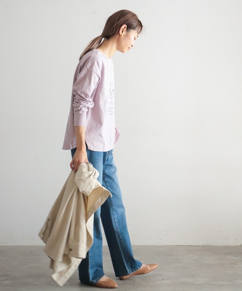 NOMBRE IMPAIR（ノンブルアンペール）の「CAT PT ロンTEE（Tシャツ/カットソー・レディース・ホワイト/パープル/ブラウン・FREE）」の7枚目の写真