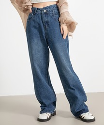 DAY CLOSET | レディース レイヤード風マニッシュストレートデニムパンツ(デニムパンツ)