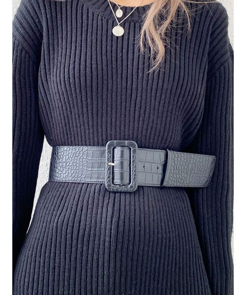 GYDA（ジェイダ）の「クロコPATTERNワイドベルト（ベルト・レディース・ブラック/ブラウン・FREE）」の9枚目の写真