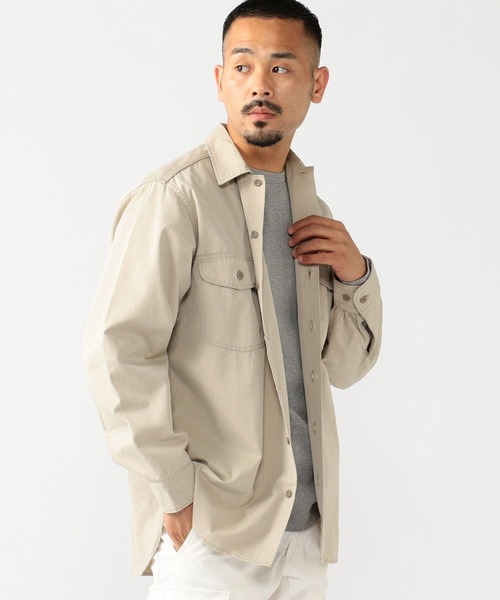 BEAMS PLUS(ビームスプラス)の「BEAMS PLUS / ヘリンボーン ワーク シャツ(シャツ/ブラウス・メンズ・ベージュ/オリーブ・SMALL/MEDIUM/LARGE/X-LARGE)」の16枚目の写真