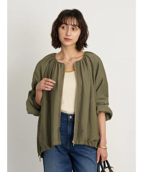 earth music&ecology（アースミュージックアンドエコロジー）の「コクーンギャザーブルゾン ＊（ブルゾン・レディース・カーキ/ベージュ/ブラック・FREE）」の21枚目の写真