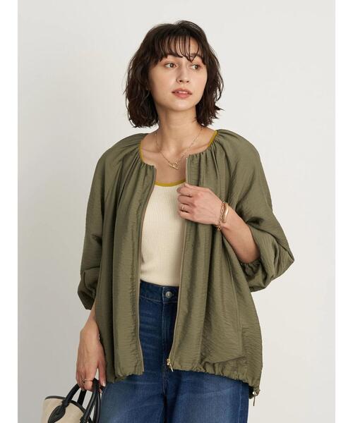 earth music&ecology（アースミュージックアンドエコロジー）の「コクーンギャザーブルゾン ＊（ブルゾン・レディース・カーキ/ベージュ/ブラック・FREE）」の22枚目の写真