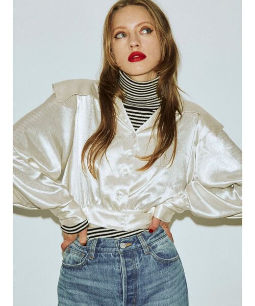 jouetie（ジュエティ）の「ウエストリボンブラウス（シャツ/ブラウス・レディース・オフホワイト/ブラック/グリーン・MEDIUM）」の2枚目の写真