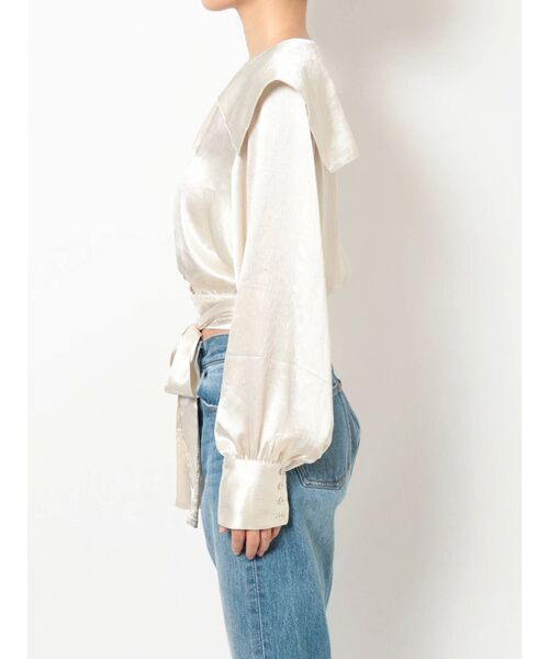 jouetie（ジュエティ）の「ウエストリボンブラウス（シャツ/ブラウス・レディース・オフホワイト/ブラック/グリーン・MEDIUM）」の7枚目の写真