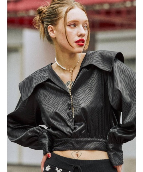 jouetie（ジュエティ）の「ウエストリボンブラウス（シャツ/ブラウス・レディース・オフホワイト/ブラック/グリーン・MEDIUM）」の3枚目の写真