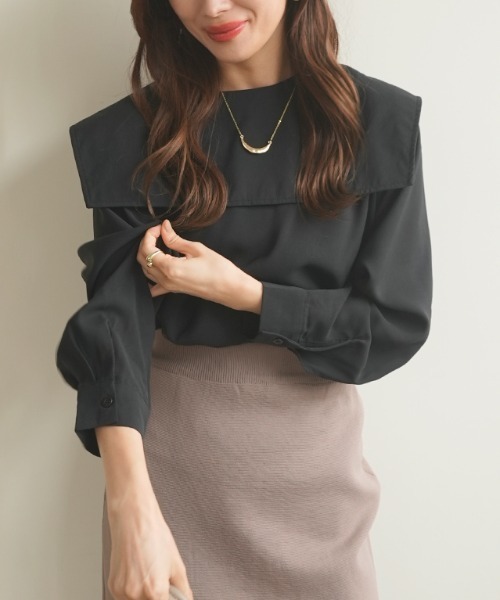 Futier land（フューティアランド）の「[前後2way]BIGカラーブラウス（シャツ/ブラウス・レディース・ホワイト/ブラック/ピンクベージュ・FREE）」の3枚目の写真