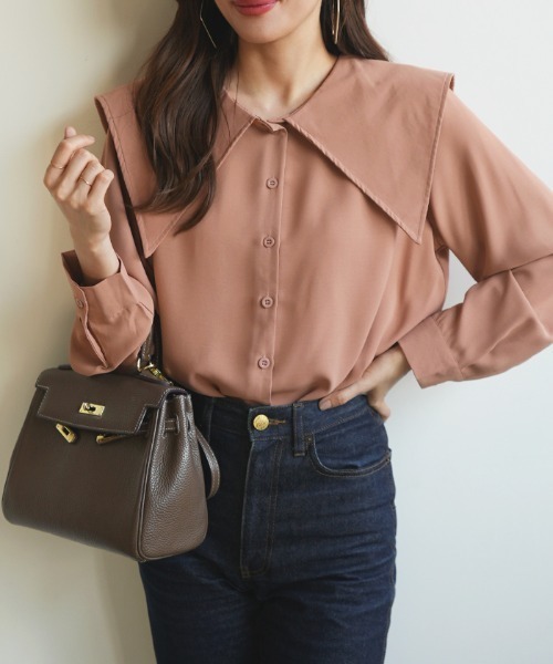 Futier land（フューティアランド）の「[前後2way]BIGカラーブラウス（シャツ/ブラウス・レディース・ホワイト/ブラック/ピンクベージュ・FREE）」の15枚目の写真