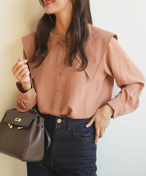 Futier land（フューティアランド）の「[前後2way]BIGカラーブラウス（シャツ/ブラウス・レディース・ホワイト/ブラック/ピンクベージュ・FREE）」の21枚目の写真