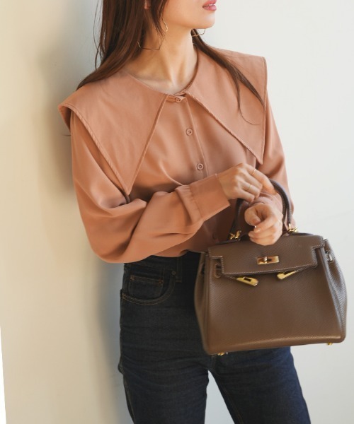 Futier land（フューティアランド）の「[前後2way]BIGカラーブラウス（シャツ/ブラウス・レディース・ホワイト/ブラック/ピンクベージュ・FREE）」の5枚目の写真