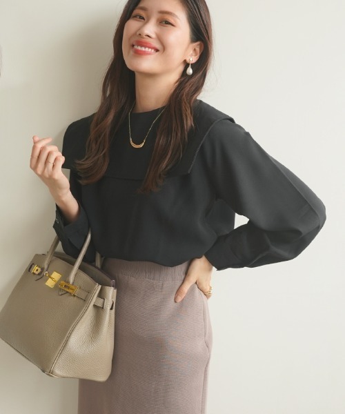 Futier land（フューティアランド）の「[前後2way]BIGカラーブラウス（シャツ/ブラウス・レディース・ホワイト/ブラック/ピンクベージュ・FREE）」の13枚目の写真