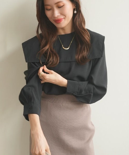 Futier land（フューティアランド）の「[前後2way]BIGカラーブラウス（シャツ/ブラウス・レディース・ホワイト/ブラック/ピンクベージュ・FREE）」の19枚目の写真