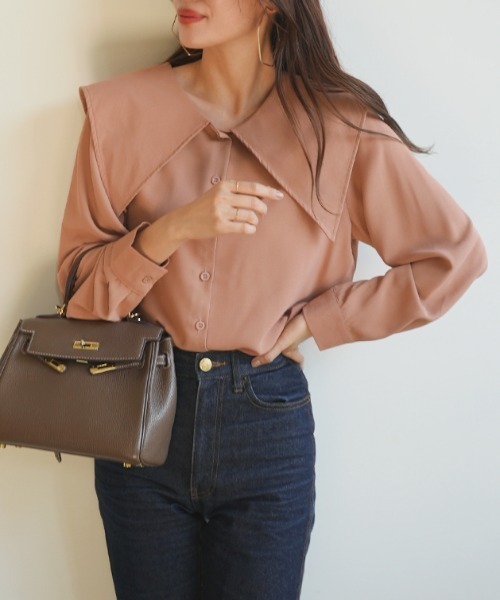 Futier land（フューティアランド）の「[前後2way]BIGカラーブラウス（シャツ/ブラウス・レディース・ホワイト/ブラック/ピンクベージュ・FREE）」の4枚目の写真