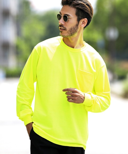 GILDAN（ギルダン）の「GILDAN ギルダン ポケット付き ビッグシルエット オーバーサイズ 無地 ロンT（Tシャツ/カットソー・メンズ・ネイビー/オレンジ系その他/ホワイト/ブラック/グレー系その他/グリーン系その他・MEDIUM/SMALL/X-LARGE/LARGE）」の4枚目の写真