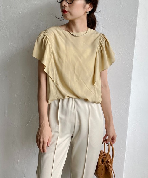 CAPRICIEUX LE'MAGE（カプリシューレマージュ）の「フリルフレンチブラウス（シャツ/ブラウス・レディース・イエロー/ブラック/グリーン・FREE）」の3枚目の写真