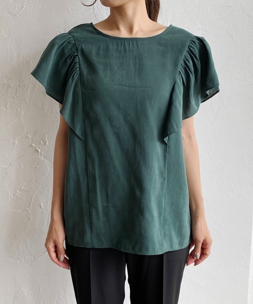 CAPRICIEUX LE'MAGE（カプリシューレマージュ）の「フリルフレンチブラウス（シャツ/ブラウス・レディース・イエロー/ブラック/グリーン・FREE）」の6枚目の写真