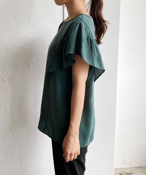 CAPRICIEUX LE'MAGE（カプリシューレマージュ）の「フリルフレンチブラウス（シャツ/ブラウス・レディース・イエロー/ブラック/グリーン・FREE）」の7枚目の写真