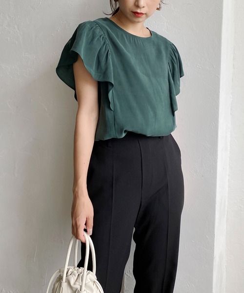 CAPRICIEUX LE'MAGE（カプリシューレマージュ）の「フリルフレンチブラウス（シャツ/ブラウス・レディース・イエロー/ブラック/グリーン・FREE）」の14枚目の写真