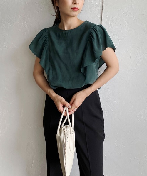 CAPRICIEUX LE'MAGE（カプリシューレマージュ）の「フリルフレンチブラウス（シャツ/ブラウス・レディース・イエロー/ブラック/グリーン・FREE）」の15枚目の写真