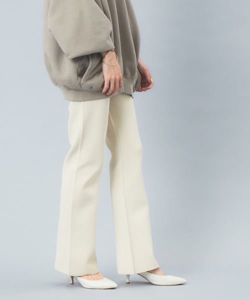 Rouge vif（ルージュヴィフ）の「ストレッチミラノリブニットパンツ（その他パンツ・レディース・アイボリー/セージグリーン/ブラック・36/38）」の2枚目の写真