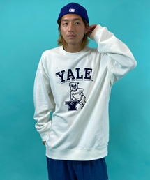 YALE/イエール カレッジロゴ フロッキープリント　ビッグシルエットトレーナー 214AN1TR071MU