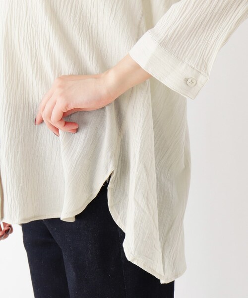 SHOO・LA・RUE（シューラルー）の「◆綿シフォン前開きバンドカラーシャツ（シャツ/ブラウス・レディース・ブラック/カーキ/ライトベージュ/ピンク系・02/03/04）」の11枚目の写真