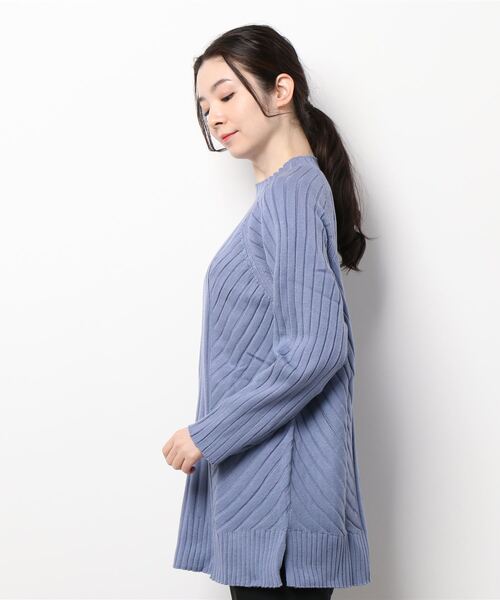 BELLUNA PLUS(ベルーナ)の「もっちりニット編地変化デザインチュニック(ニット/セーター・レディース・モカ/ライラック/コーラル/杢グレー・LARGE/MEDIUM/X-LARGE)」の14枚目の写真