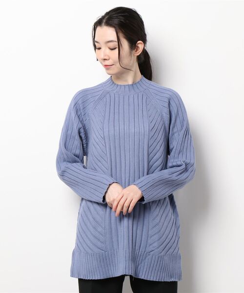 BELLUNA PLUS(ベルーナ)の「もっちりニット編地変化デザインチュニック(ニット/セーター・レディース・モカ/ライラック/コーラル/杢グレー・LARGE/MEDIUM/X-LARGE)」の12枚目の写真
