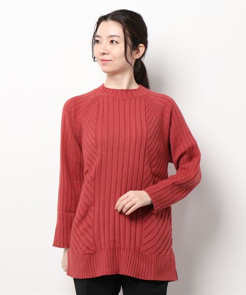 BELLUNA PLUS(ベルーナ)の「もっちりニット編地変化デザインチュニック(ニット/セーター・レディース・モカ/ライラック/コーラル/杢グレー・LARGE/MEDIUM/X-LARGE)」の13枚目の写真