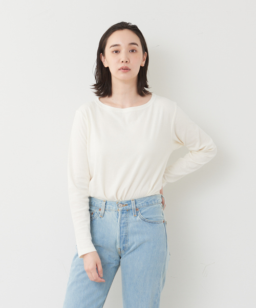 collex（コレックス）の「【新色登場】ウール混 リラックスロングスリーブプルオーバー（Tシャツ/カットソー・レディース・ブラック/ダークブラウン/ホワイト/セージグリーン・フリー）」の16枚目の写真