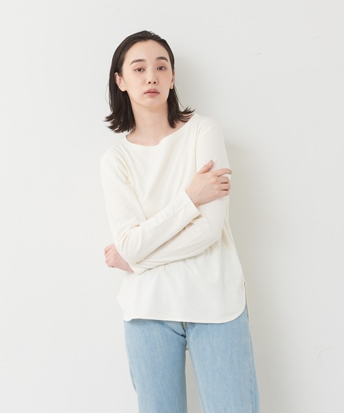 collex（コレックス）の「【新色登場】ウール混 リラックスロングスリーブプルオーバー（Tシャツ/カットソー・レディース・ブラック/ダークブラウン/ホワイト/セージグリーン・フリー）」の2枚目の写真